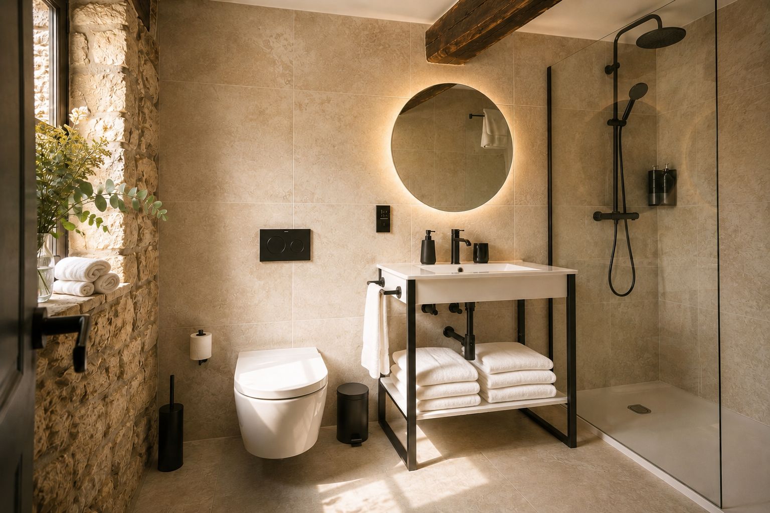 Baño de una de las habitaciones del hotel El Paraíso del Pas