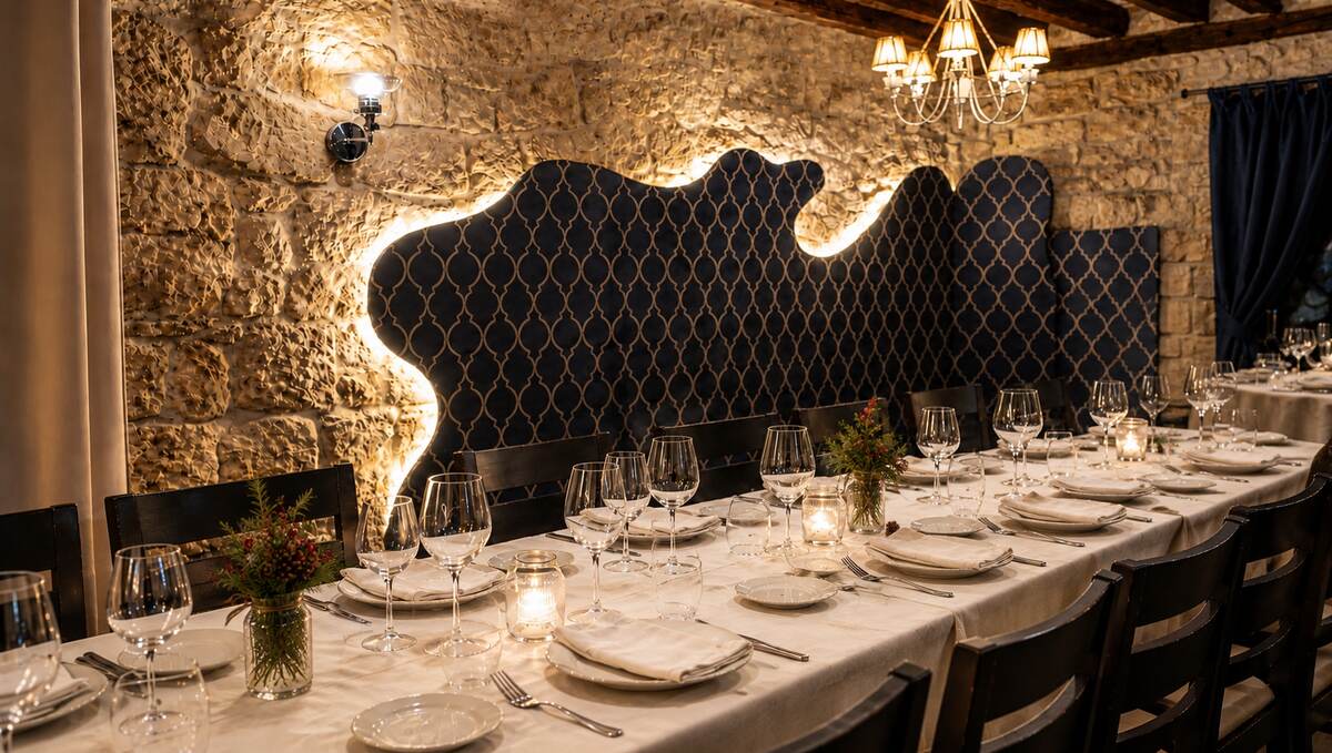 Salón engalanado en Navidad en el Hotel Paraíso del Pas, Cantabria