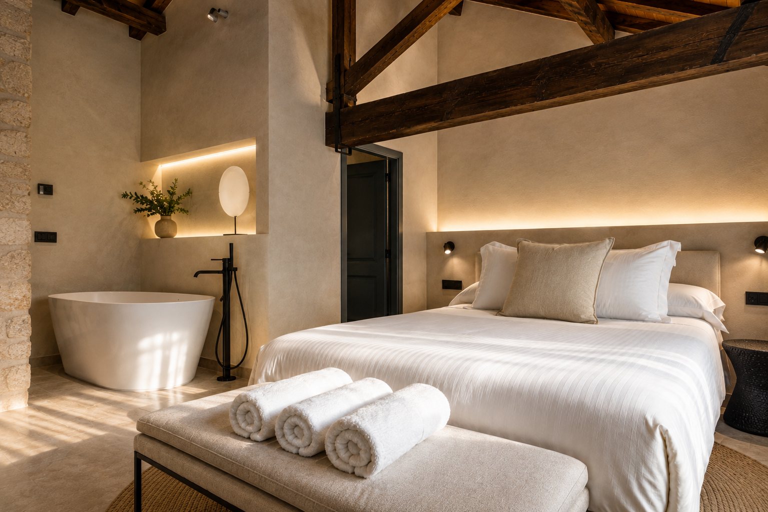 Suite con Bañera · Cama y bañera exenta