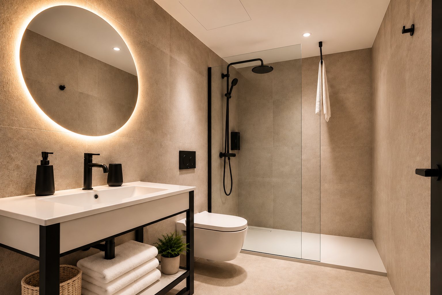 Baño con espejo iluminado, Hotel Paraíso del Pas