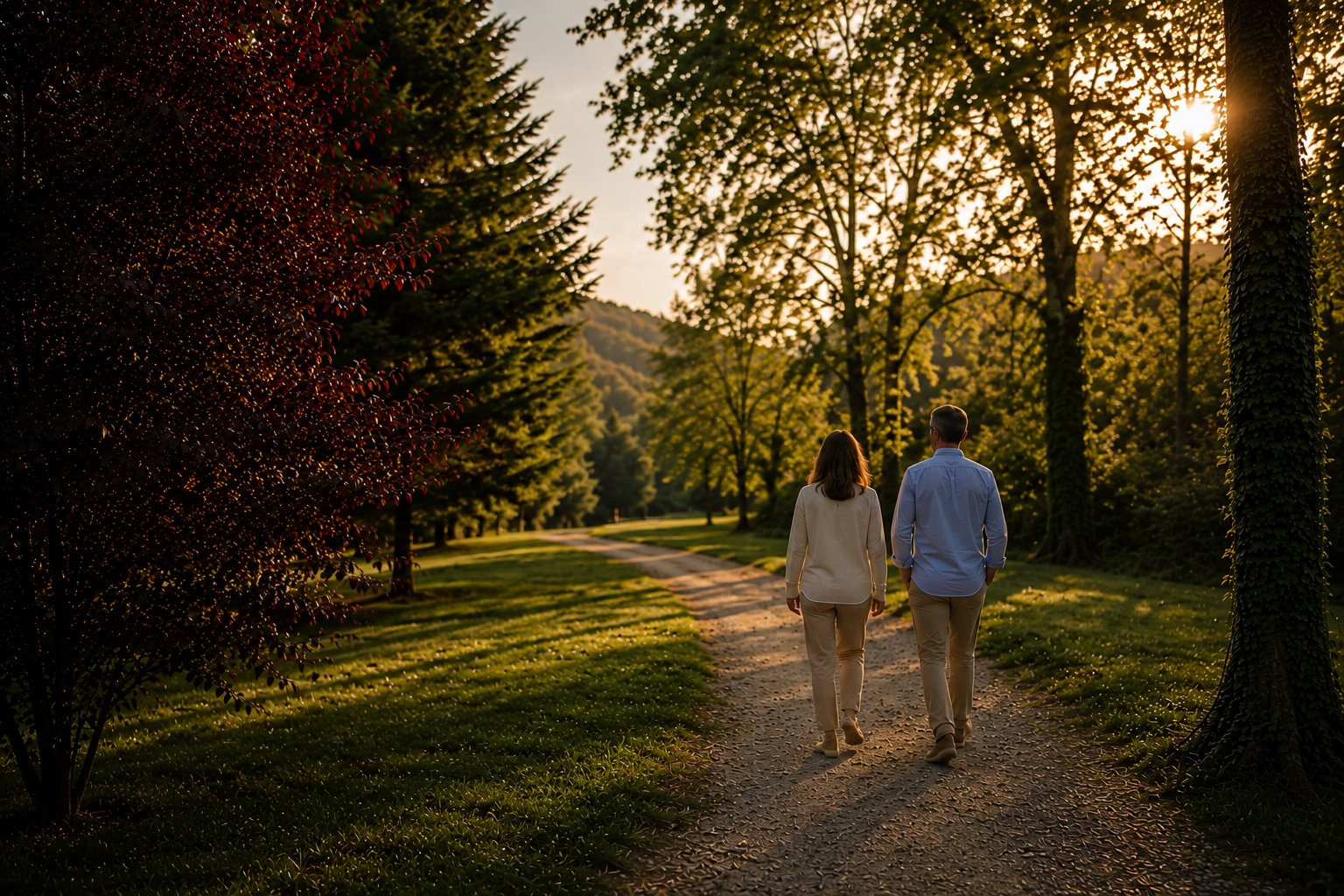 Pareja paseando al atardecer junto al hotel El Paraíso del Pas